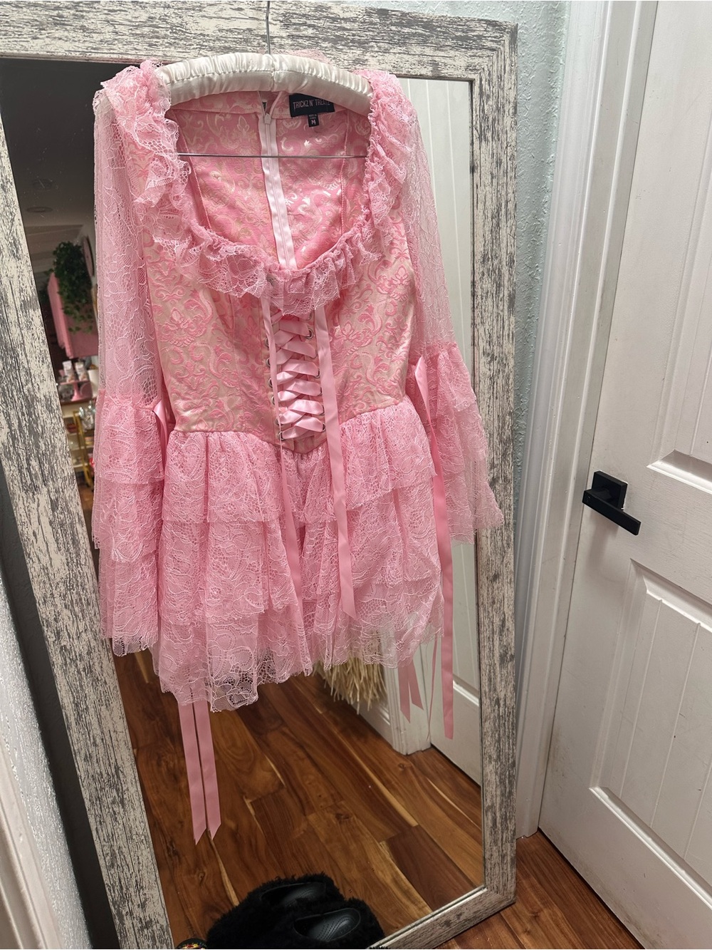 Dolls kill Marie Antionette dress for Halloween  Pink Lace Tiered Dress M